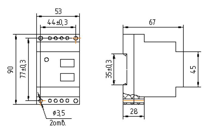 Схема размеров реле НЛ-6А Габариты реле НЛ-6А-1, НЛ-6А-2